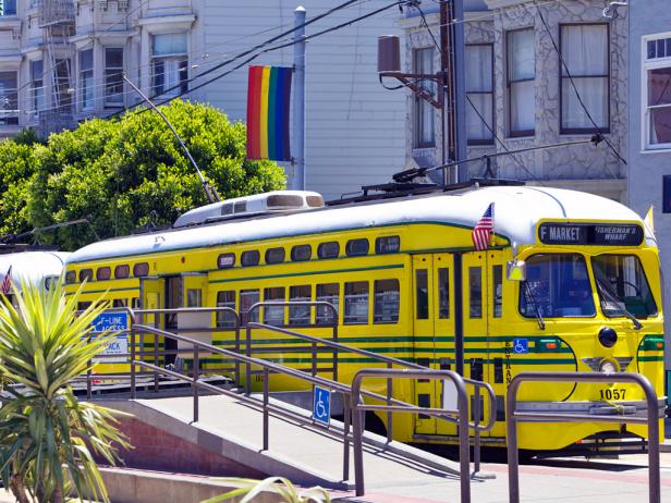 Vintage streetcar in the Castro District Vintage streetcar in the Castro District
