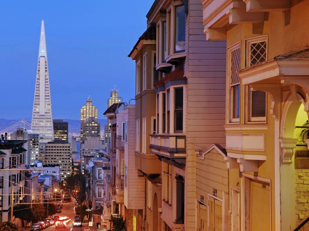 Nob Hill with TransAmerica building in San Francisco Nob Hill with TransAmerica building in San Francisco