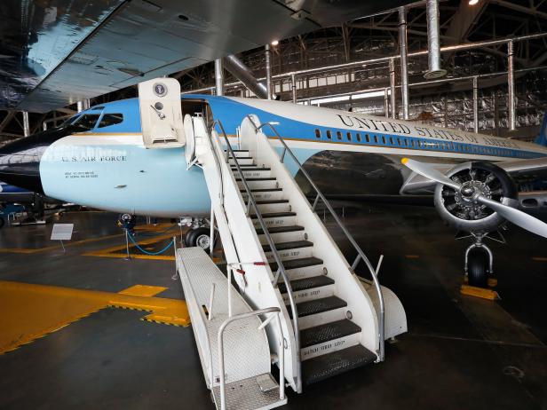 DAYTON, OH - NOVEMBER 20:  The Special Air Mission (SAM) 26000, U.S. President John F. Kennedy's Air Force One, sits on display at the National Museum of the United States Air Force in the Presidential Gallery on November 20, 2013 in Dayton, Ohio. This SAM 26000 flew JFK's body from Dallas after he was assassinated on November 22, 1963 and where Vice President Lyndon B. Johnson was sworn in as the new president while onboard.  (Photo by Matt Sullivan/Getty Images)