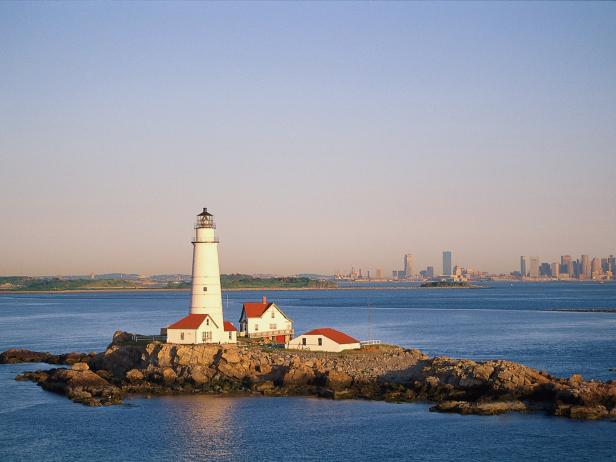Boston Lighthouse, Boston Harbor, Massachusetts.