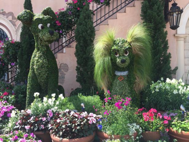 Lady and The Tramp Topiaries Lady and The Tramp Topiaries