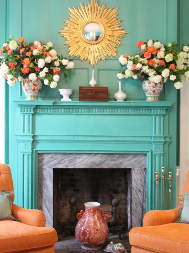 Colorful Fireplace in Federal Hill Estate Colorful Fireplace in Federal Hill Estate