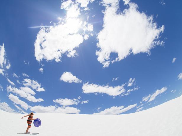 Sledding in White Sands, New Mexico Sledding in White Sands, New Mexico