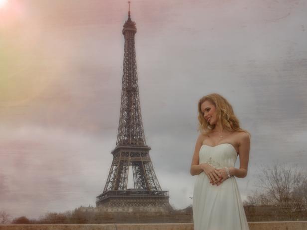 Bride At Eiffel Tower In Paris France
