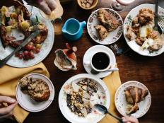 Diners Enjoy Breakfast Dishes at the Table