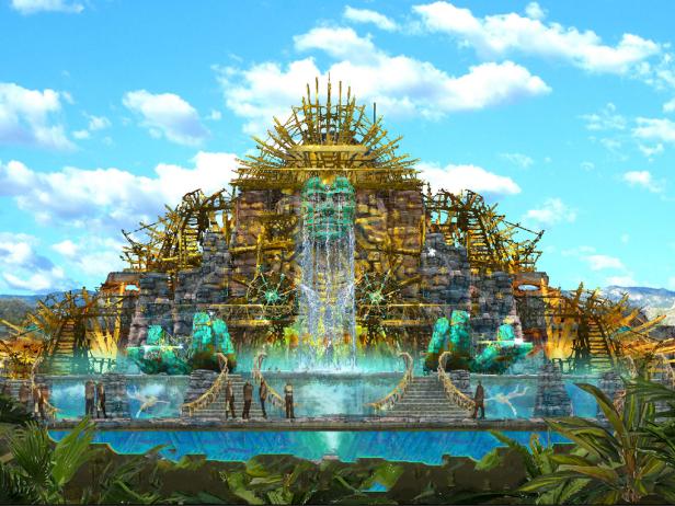 Cirque du Soleil Theme Park With Waterfall, Mexico Cirque du Soleil Theme Park With Waterfall, Mexico