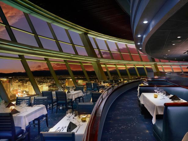 An interior view of the Top of the World Restaurant in Las Vegas