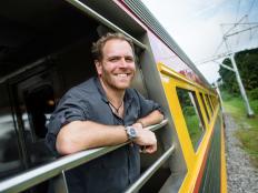Josh Gates, host of Expedition Unknown, travels on the train from Panama City, Panama to the City of Colon, Province of Colon, Panama some 90 miles north of Panama City, Panama. Tuesday, August 26, 2014.  Photo: Tito Herrera for Travel Channel