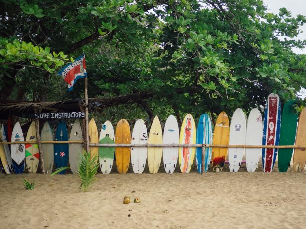 Rental surfboard on the beach Rental surfboard on the beach