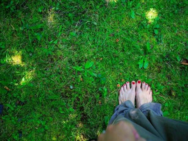 Bare feet in nature at Stowe Mountain Lodge in Vermont Bare feet in nature at Stowe Mountain Lodge in Vermont