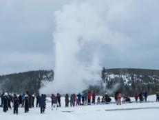 Yellowstone's Old Faithful in the winter
