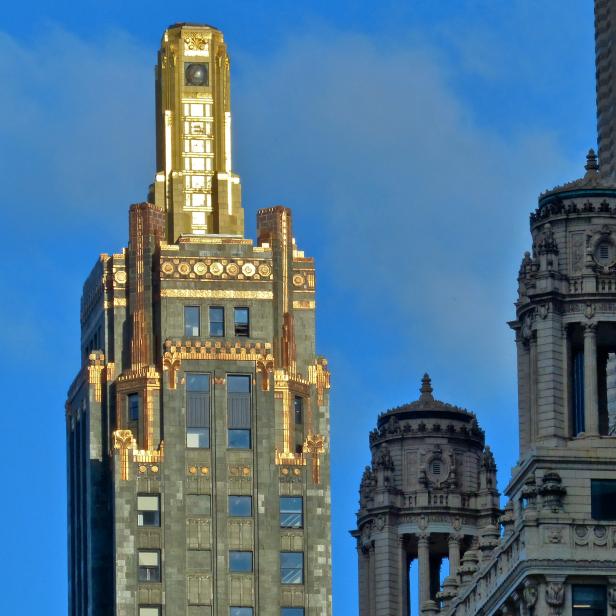 The Carbide and Carbon building is an excellent example of Art Deco architecture.