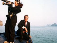 Tony Bourdain on a boat in Vietnam