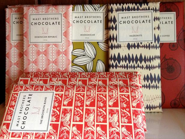 close up of wrapped chocolate bars