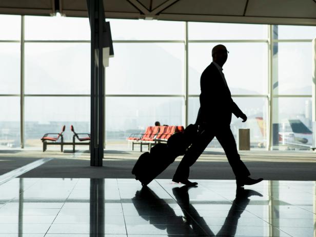 Overweight Traveler in Airport Overweight Traveler in Airport