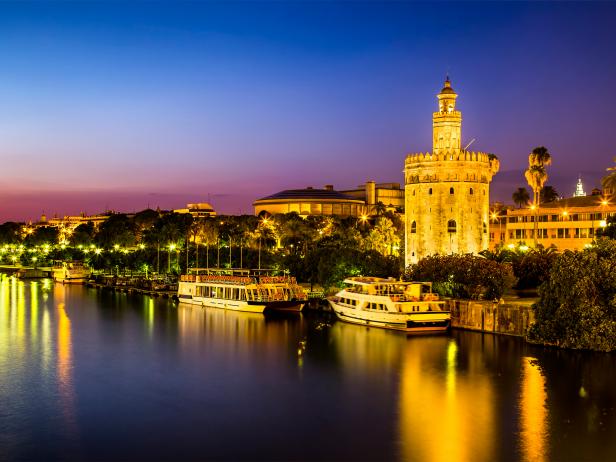golden tower, evening, seville, spain golden tower, evening, seville, spain