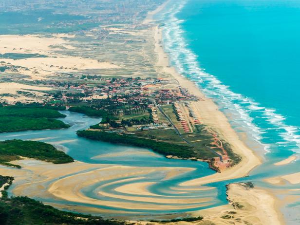 ariel view, beach, praia do futuro, fortaleza, brazil ariel view, beach, praia do futuro, fortaleza, brazil