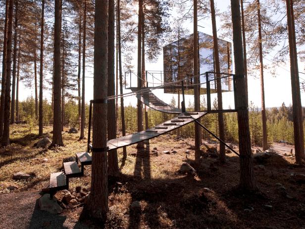 Treehotel, Mirror Cube, exterior, Harads, Sweden Treehotel, Mirror Cube, exterior, Harads, Sweden