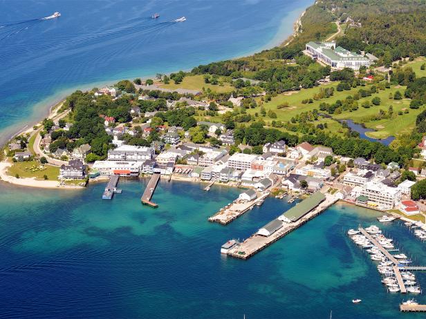 Mackinac Island, aerial view, Massachusetts Mackinac Island, aerial view, Massachusetts