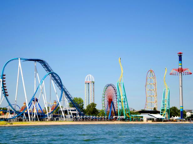 ocean bay, amusement park, several tall rides, cedar point, ohio