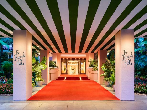 Beverly Hills Hotel, red carpet, entrance, Los Angeles, California Beverly Hills Hotel, red carpet, entrance, Los Angeles, California