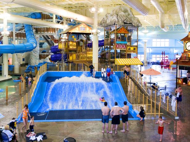 indoor water park, wave pool, people, sunlight, indoor water park, wave pool, people, sunlight,