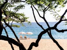Four Seasons Manele Bay, beach loungers, Lanai, Hawaii