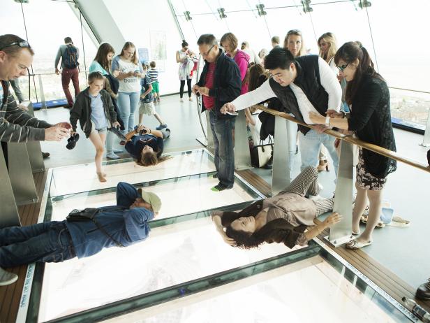 Spinnaker Tower, glass floor, Hampshire, UK Spinnaker Tower, glass floor, Hampshire, UK
