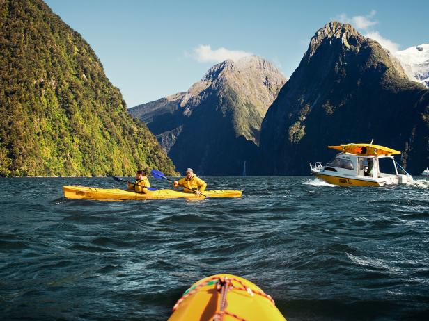Milford Sound, kayak, Fiordland, New Zealand Milford Sound, kayak, Fiordland, New Zealand