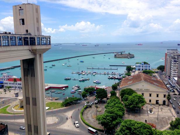 Salvador Bahia Brazil daytime high vantage point view ocean port Salvador Bahia Brazil daytime high vantage point view ocean port