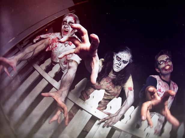 Three zombies at the Haunted Trail in Balboa Park, San Diego, CA Three zombies at the Haunted Trail in Balboa Park, San Diego, CA