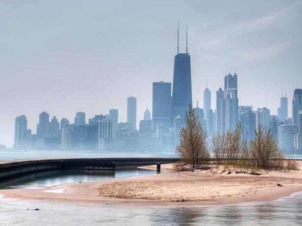 Foggy Chicago Skyline from the Beach Foggy Chicago Skyline from the Beach