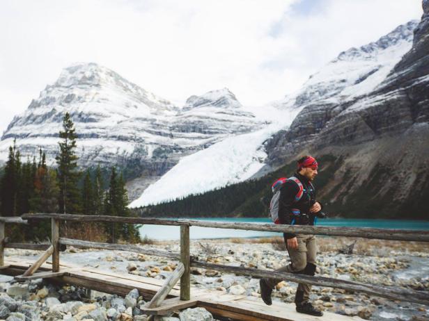Dax Justin walking near Berg Glacier in Alberta, Canada Dax Justin walking near Berg Glacier in Alberta, Canada