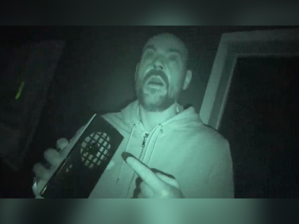 Aaron from the Ghost Adventures crew hearing interference on the radio while doing a house call at a haunted house in Long Beach, California.