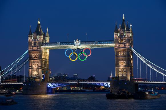 Tower Bridge With Olympic Rings Tower Bridge With Olympic Rings