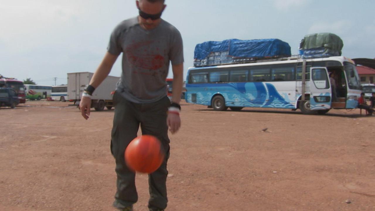 Soccer at Laos Bus Terminal