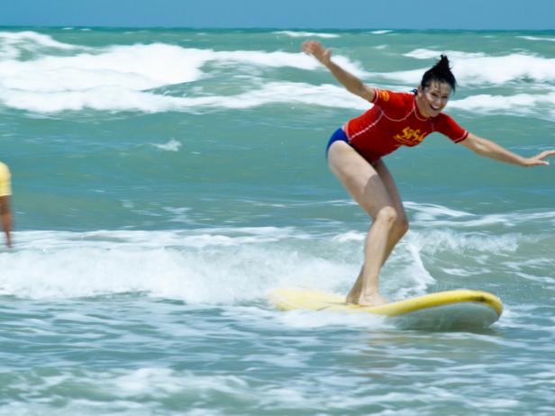 Surfing at South Padre Island in Texas