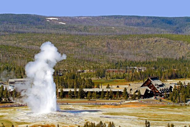 Old Faithful Geyser at Yellowstone National Park in Wyoming