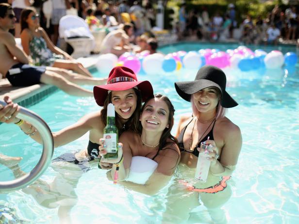 Guests attend POPSUGAR + SHOPSTYLE'S Cabana Club Pool Parties at Coachella.