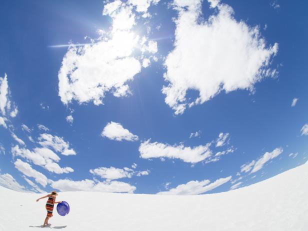 Sledding in White Sands, New Mexico