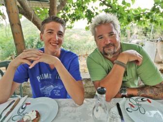 Guy and Hunter Fieri at a Terrace in Greece