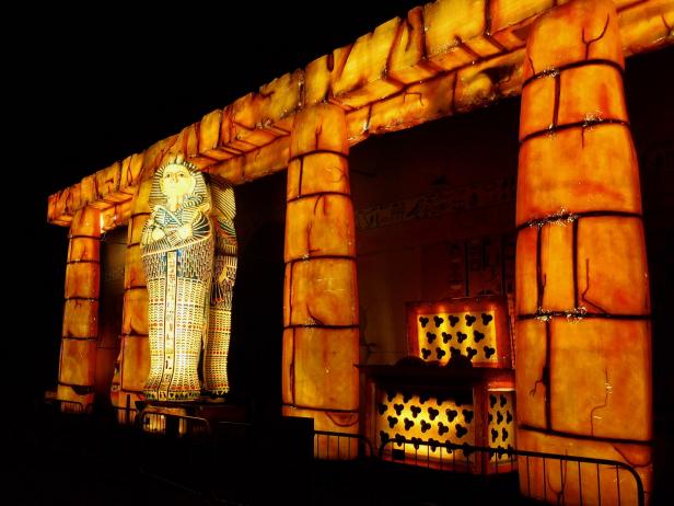 An Egyptian-themed tableaux at the Blackpool Illuminations