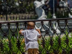  Boy at fountain in Savannah