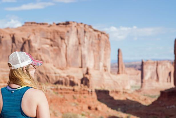 Woman Enjoying View at Arches National Park
