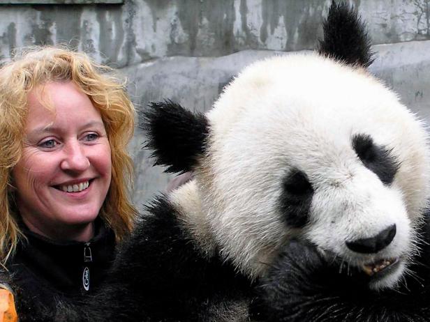 Elisabeth Poses With a Panda