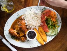 Caribbean chicken with rice.