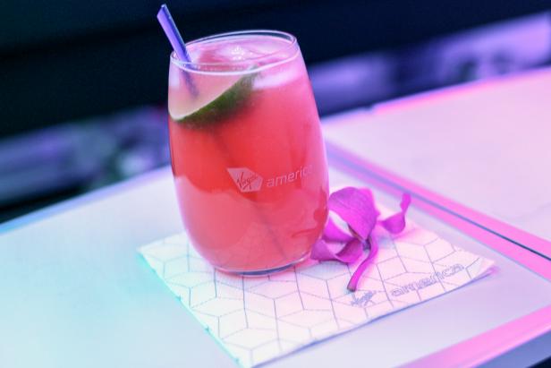 Virgin America offers craft cocktails to first class travelers on flights to Hawaii such as the Makena, which includes rum, soda and passion-orange-guava juices.