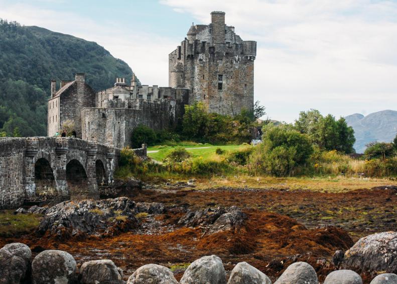 Eilean Donan castle on Isle of Skye in Scotland 