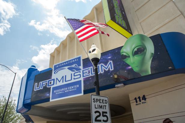 ROSWELL, NEW MEXICO, USA: Josh Gates, host of Expedition Unknown. The UFO Museum during the annual Roswell Festival, a gathering of extra terrestrial life believers.