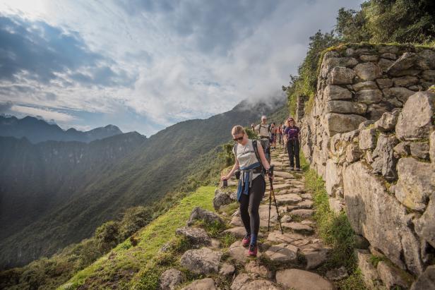 woman hiking in Machu Picchu
